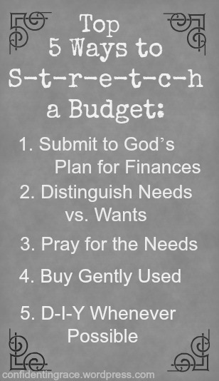 Top 5 Ways to stretch your budget.  Budgeting for a family of six on one income, tight budget, making a small budget work for a large family, single income, pastor's salary