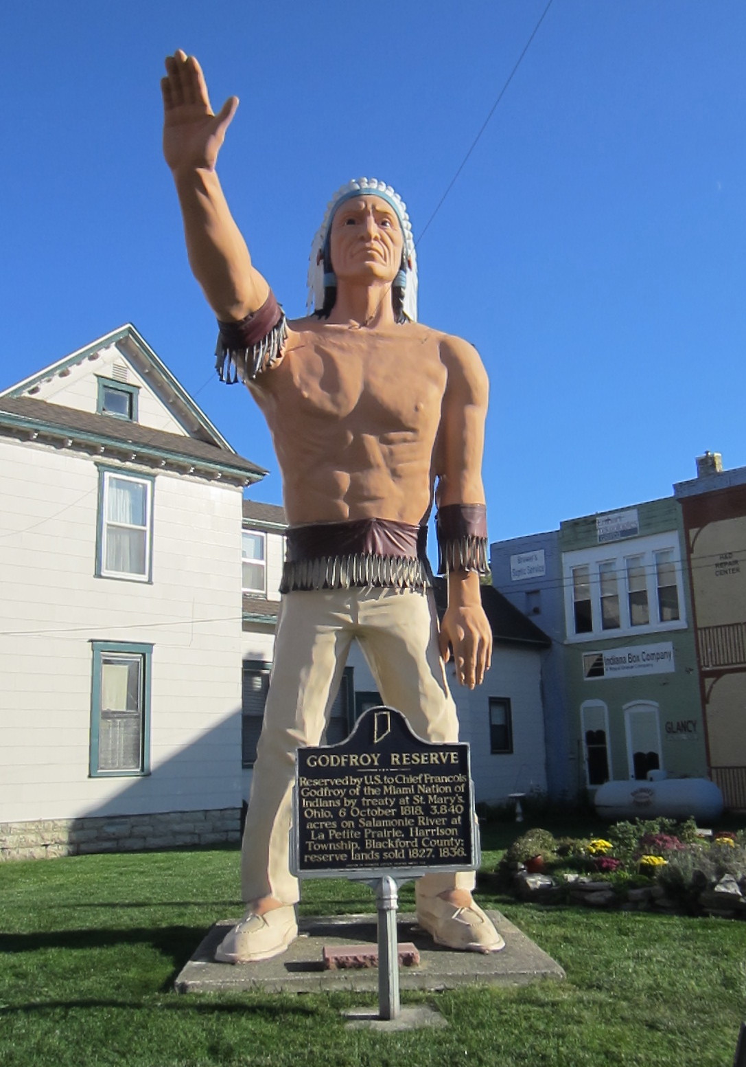 Indian statue, small town, Midwest, Being Confident of This