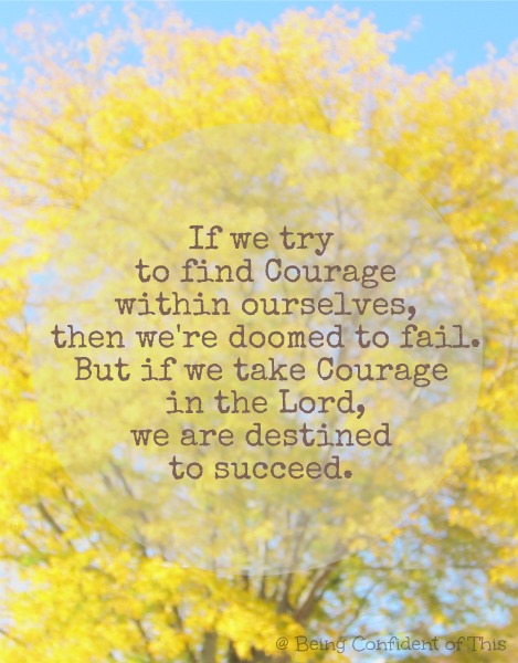 courage quote, fail or succeed, take courage in the Lord, be strong and courageous, facing a giant