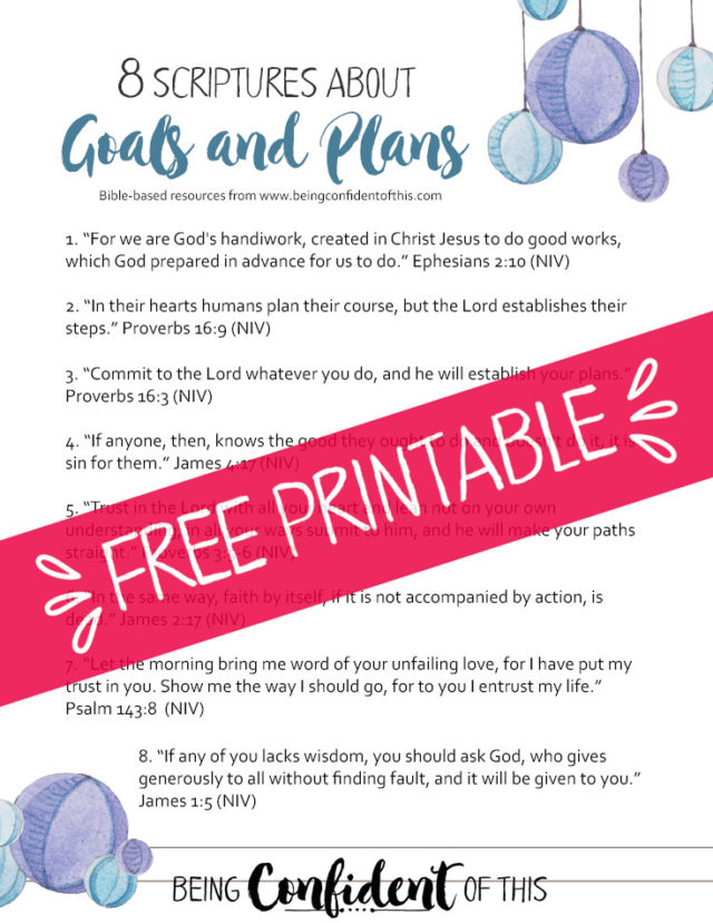 What does the Bible say about setting goals and making plans? Download your FREE printable when you join our community of work-in-progress women! #freeprintable #scripture #goals #growth Being Confident of This | Christian women | resources | discipleship | Bible study | scripture | Bible verses | goals | goal setting | how to set godly goals | what the Bible says | faith | Christian Living | free printables