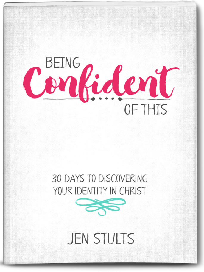 New devotional release from Jen Stults - Being Confident of This: 30 Days to Discovering Your Identity in Christ. This book is for every Christian woman who wants to walk in confident faith instead of struggling with doubt, fear, and insecurity! self-esteem | self-confidence | self-help | motivational | personal growth | spiritual growth | how to be more confident | Christian women | devotional | Bible study | identity in Christ | superwoman myth | being like Mary